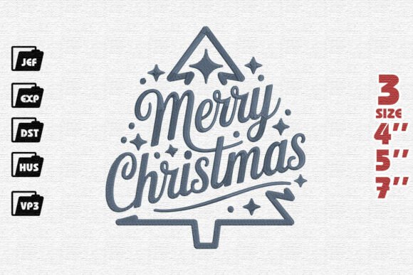 Blue Merry Christmas Typography Tree