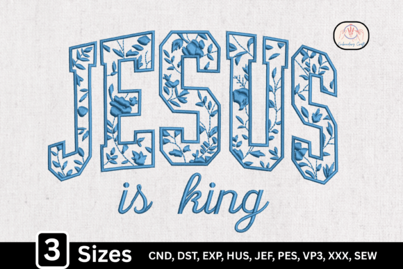 Blue Toile Floral Jesus Is King