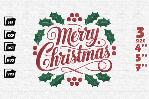 Elegant Merry Christmas Holly Wreath