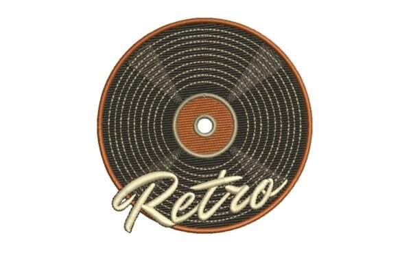 Retro Vinyl Record: A Vintage Embroidery Gem
